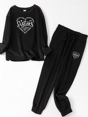  Heart Print Lounge Set Top & Joggers Pajamas