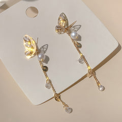 Butterfly Zircon Tassel Earrings 14K Plated Women Party Favors