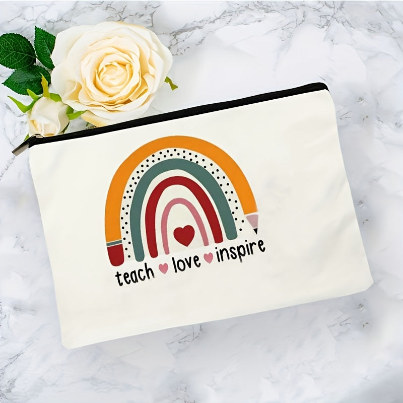 Rainbow Cosmetic Bag Canvas Makeup Pouch Toiletry Organizer