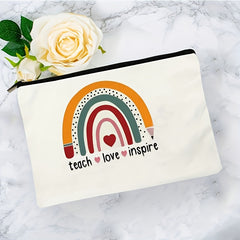 Rainbow Cosmetic Bag Canvas Makeup Pouch Toiletry Organizer