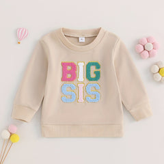 Kids BIG SIS Embroidered Sweatshirt Long Sleeve Top Pullovers