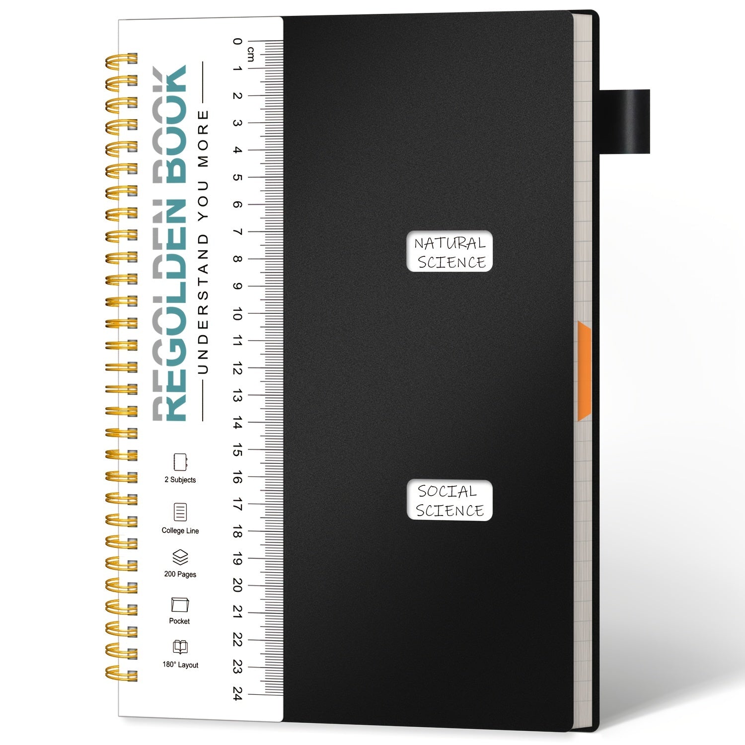 Ruled Spiral Notebook 200 Pages 7x10 w/ Pocket Dividers Ruler