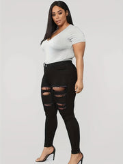  Solid Ripped Stretch Skinny Jeans
