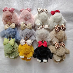 Soft Rabbit Fur Keychain Fluffy Rex Bunny Keychain Decoration