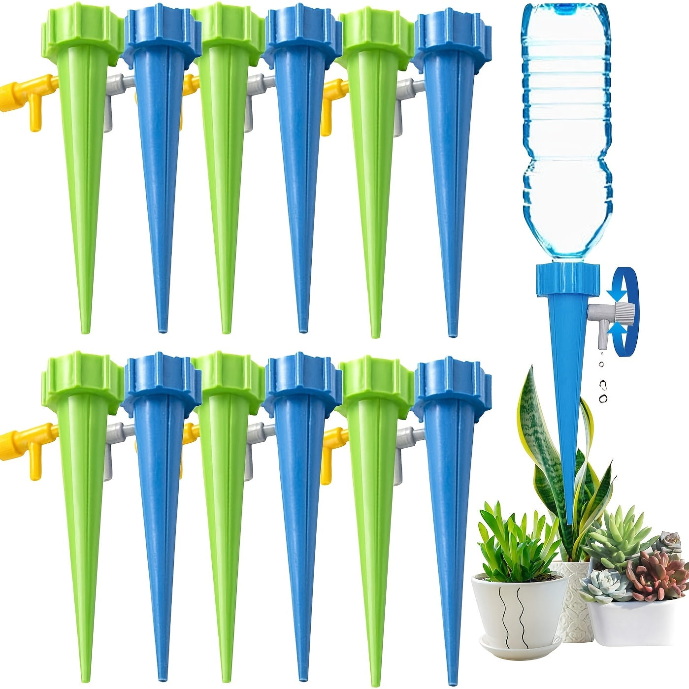 12pcs Self Watering Spikes for Plants, Adjustable Slow Release Control