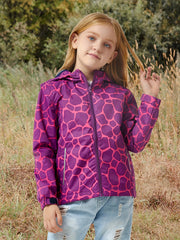 Girls Waterproof Hooded Jacket with Thermal Fleece and Pocket