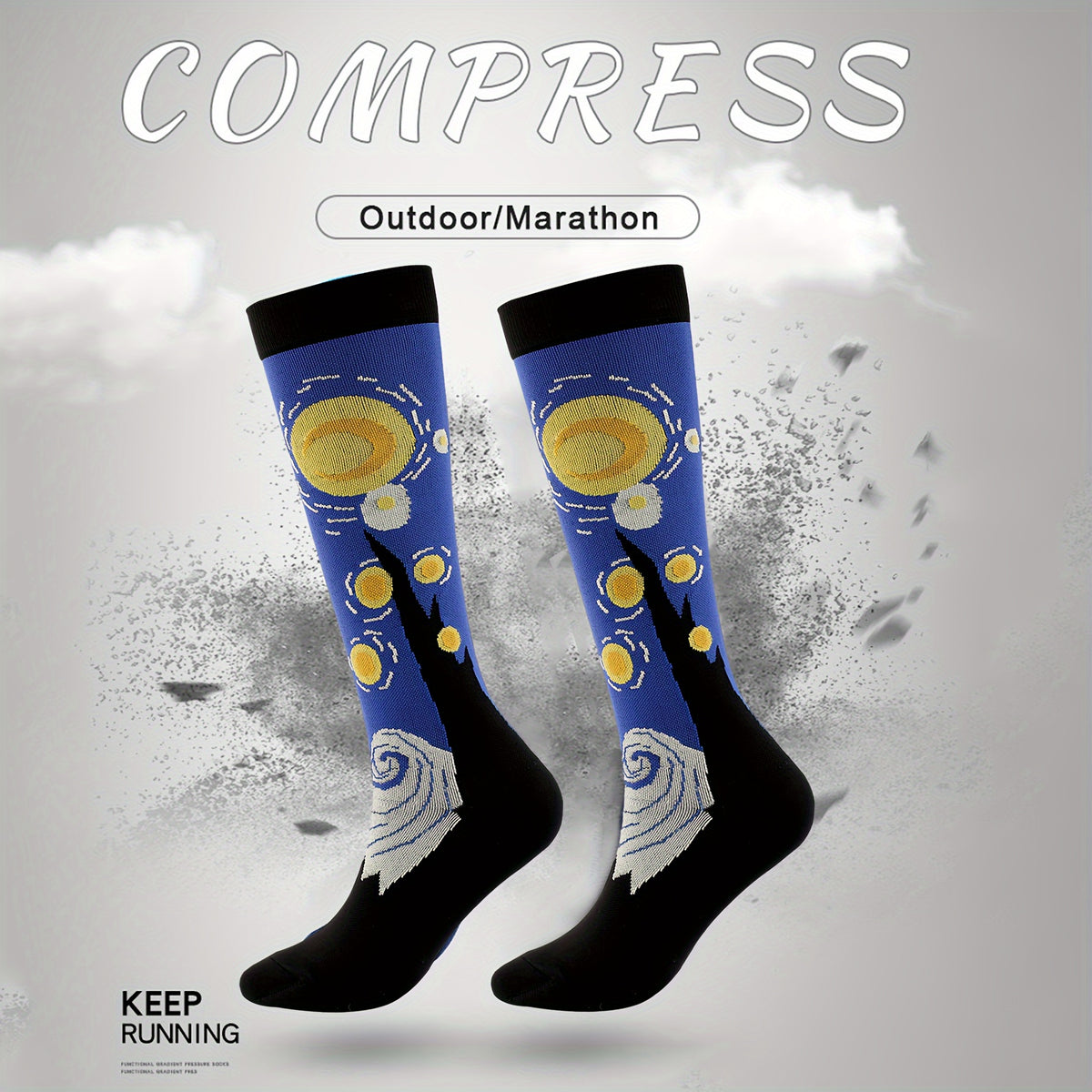 Novelty Pattern Men's Compression Sport Socks
