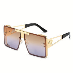 Men's Large Metal Frame UV Sunglasses with Case & Cloth