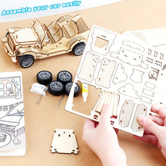 3D Vintage Classic Truck Wooden Puzzle Set DIY Kit