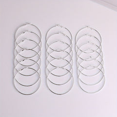 Exaggerated Metal Hoop Earrings Set for Girls