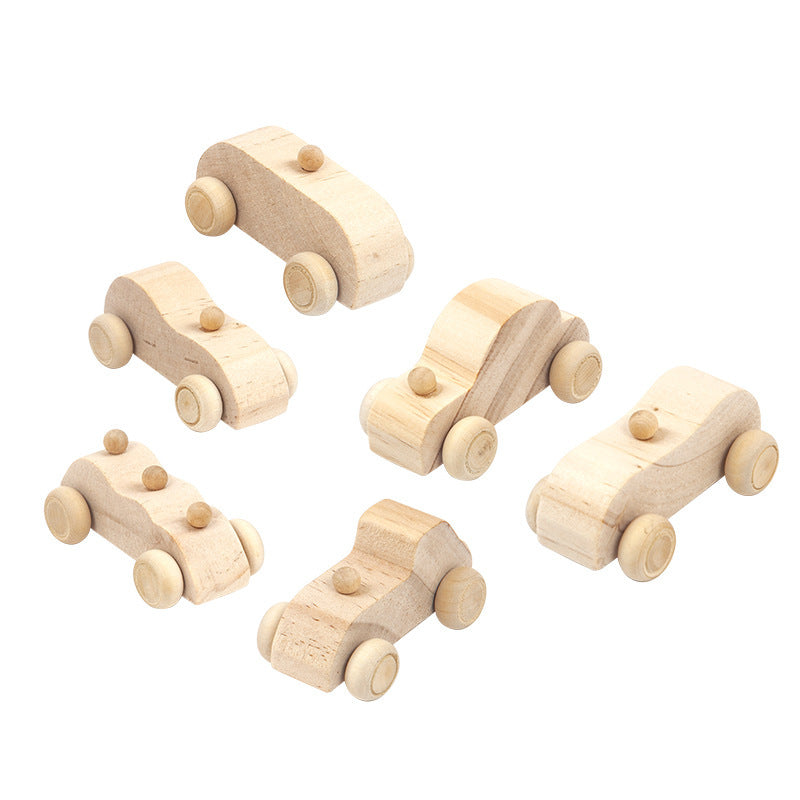 6pcs Wooden Car Truck DIY Graffiti Kit Creative Set