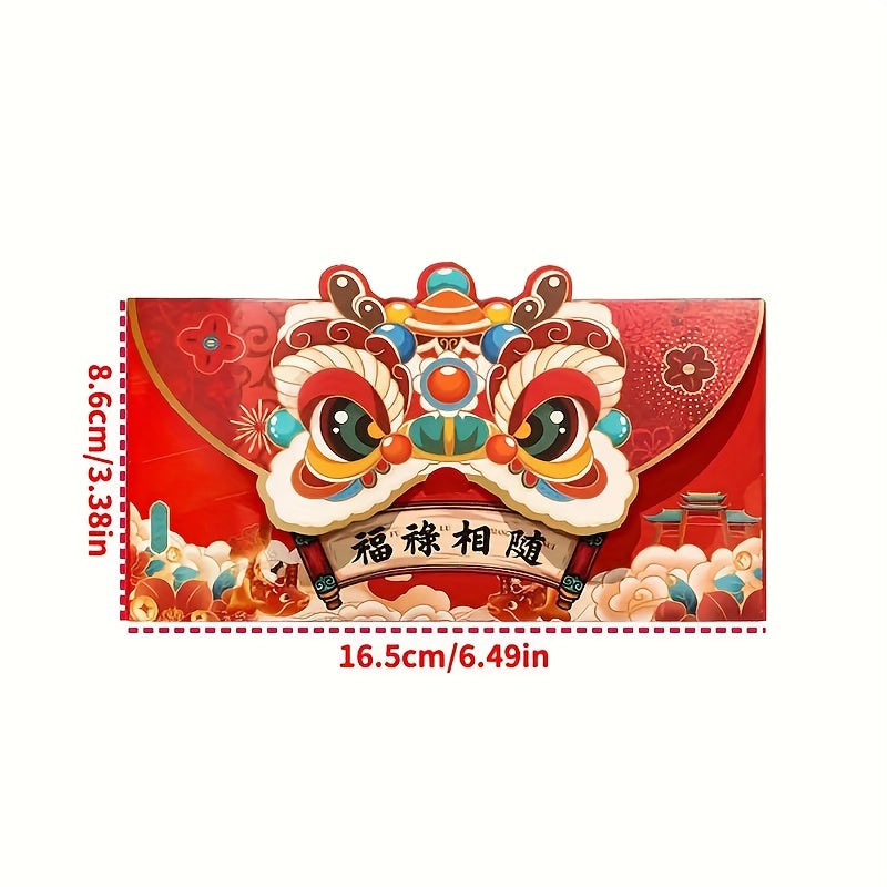 8pcs Lion Dance Red Envelopes Thickened Red Envelope Bags