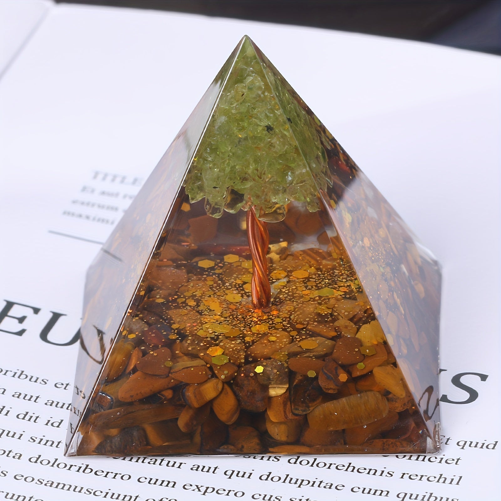 Orgone Crystal Tree Pyramid Energy Generator Chakra Meditation