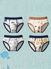 4pcs Boys Dinosaur Seahorse Boxer Briefs Underwear Soft Comfortable Kids Clothes
