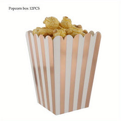 12pcs Festive Rose Popcorn Boxes - Stylish Candy and Snack Containers