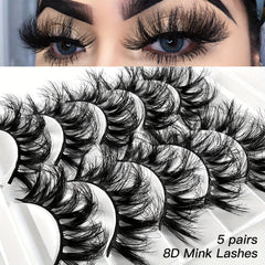 8D Fluffy Curling False Eyelashes Cross High Faux Mink Hair Eyelashes
