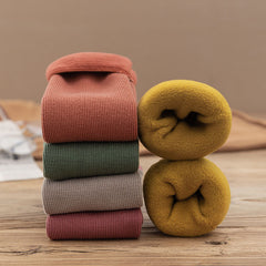5 Pairs Women's Fuzzy Thermal Mid Tube Floor Socks