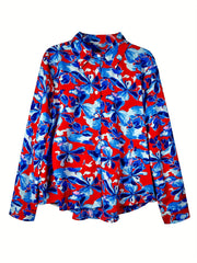  Floral Print Long Sleeve Boho Blouse