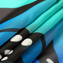 Double Layer Ruffle Chiffon Scarf Butterfly Coconut Tree Print Shawl
