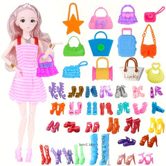 20pcs Mixed Style Doll High Heels Boots & Bags Dressing Accessories