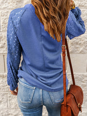  Casual Sweater Women's Plus Solid Lace Long Sleeve Knit Top