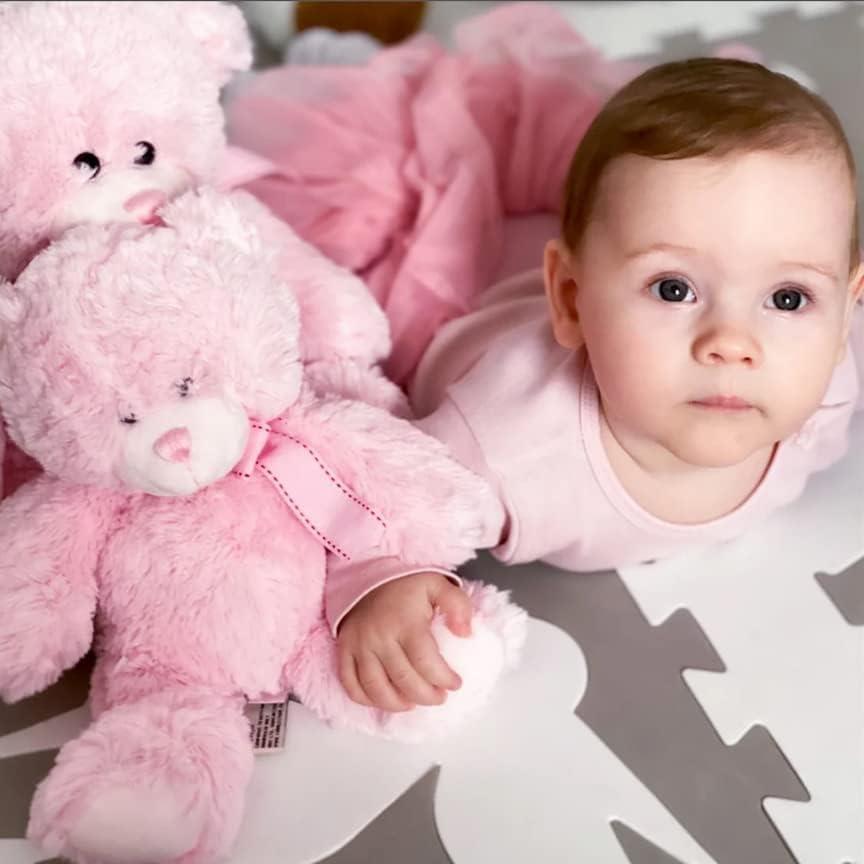 Plush Teddy Bear Soft Cuddly Toy for Baby Boys and Girls - Pink