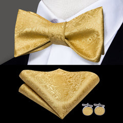 Men's Self Bow Ties Silk Set Necktie Bow Tie Pocket Square Cufflinks