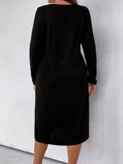  Colorblock Lace Long Sleeve V Neck Dress