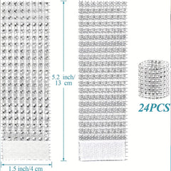 24pcs Rhinestone Napkin Rings Bulk for Dinner Parties, Weddings