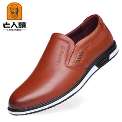 LAORENTOU Men's Leather Dress Shoes Comfy Durable Non Slip Formal Flats