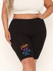 Women's Plus Graphic Print High Rise Shorts