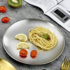 Stainless Steel Round Serving Platter for Barbecue Steak Dessert Buffet