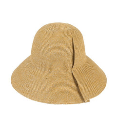 Khaki Wide Brim Bucket Hat Sunscreen Straw Lightweight Cap
