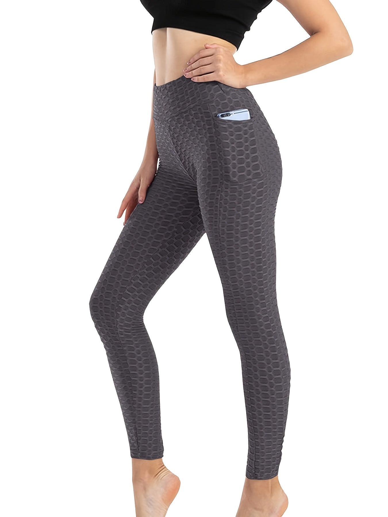 High Waist Honeycomb Leggings for Women