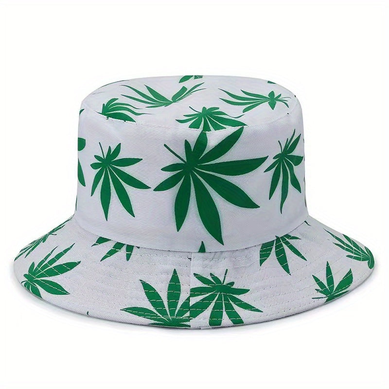 Men's Leaves Print Bucket Cap Outdoor Fisherman Sun Hat
