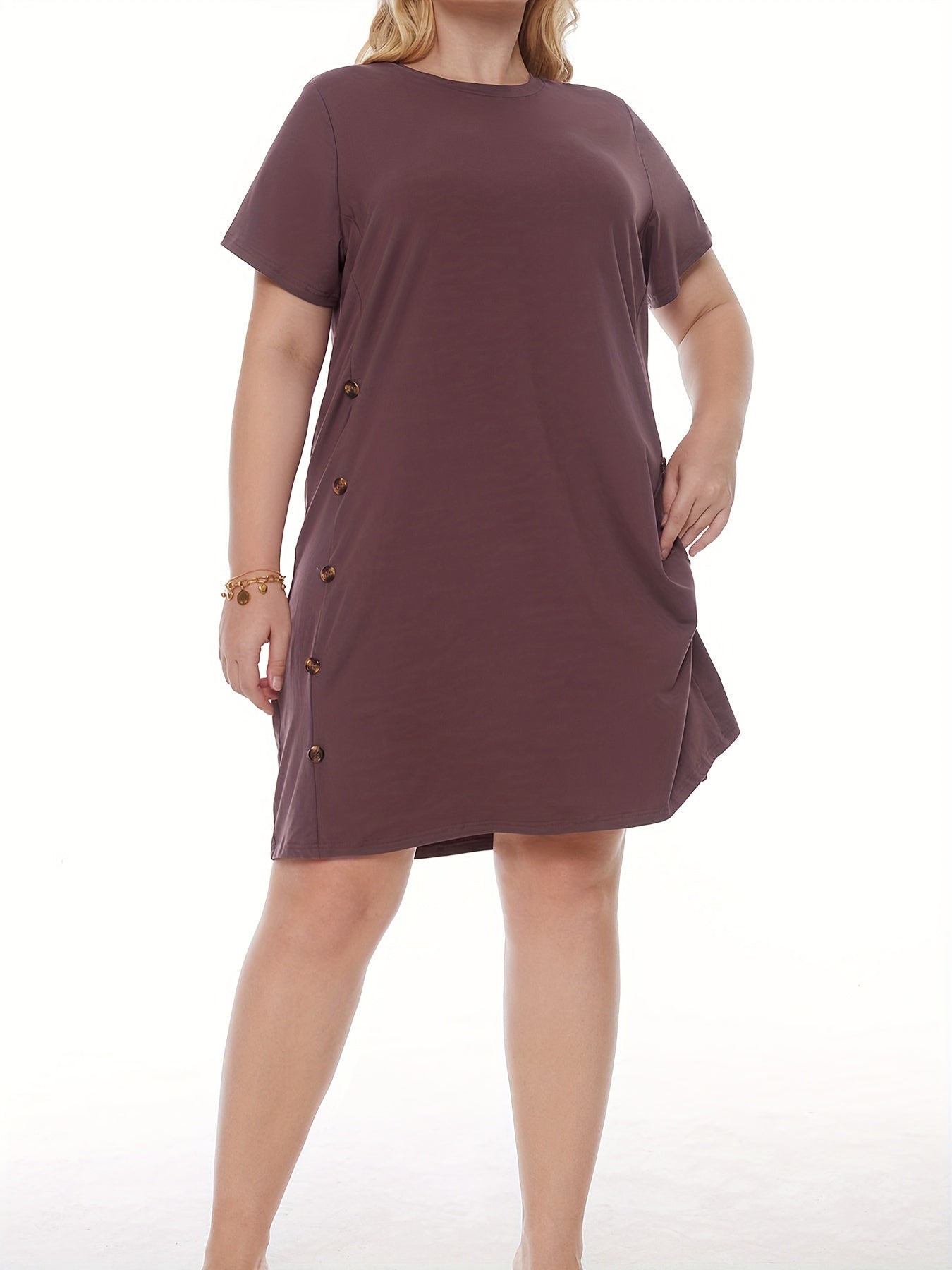 Casual Dress Women's Plus Button Tee Dress