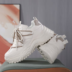 Women's Faux Leather Chunky Sneakers Casual Lightweight Running Shoes