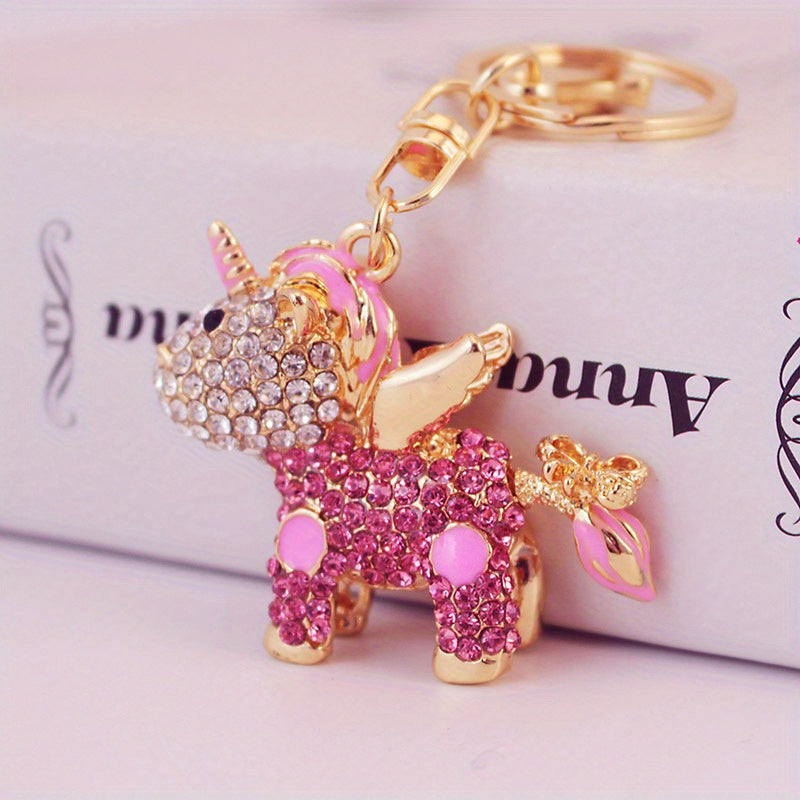 Cartoon Pony Rhinestone Keychain Animal Key Ring Pendant Bag Accessories