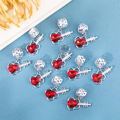 Crystal Guitar Hair Beads Metal Hair Clip Hippie Style Hair Accessory