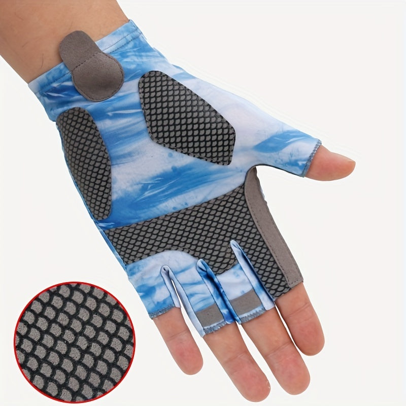 Camouflage Fishing Gloves Ice Viscose Elastic Fingerless Gloves Unisex