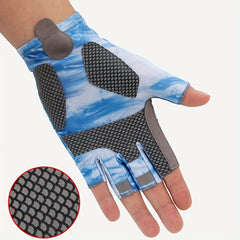 Camouflage Fishing Gloves Ice Viscose Elastic Fingerless Gloves Unisex