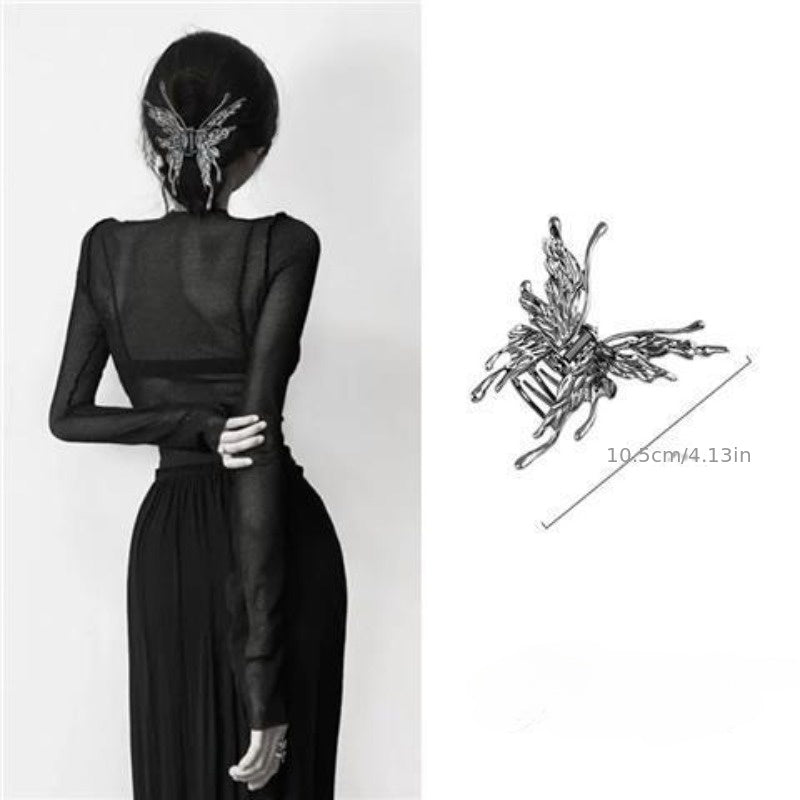 Y2K Silvery Butterfly Hair Claw Clip for Women Girls