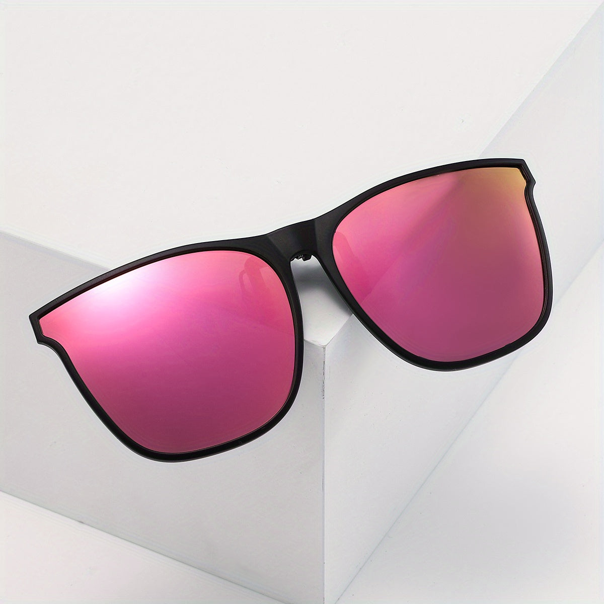 Men's Square Frame Polarized Clip-On Sunglasses with Specialty Case