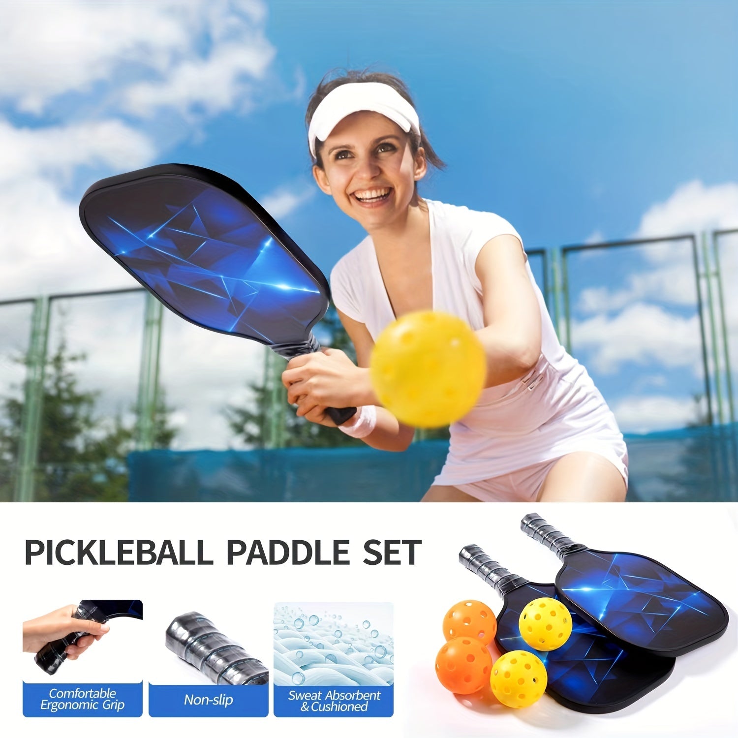 Lightweight Fiberglass Pickleball Rackets 2pcs 4pcs Balls
