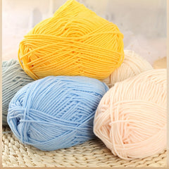 4-Strand Combed Milk Cotton Wool Yarn Ball for Crochet Doll Making