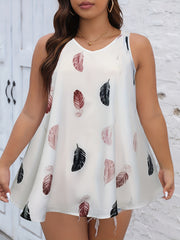  Feather Print Preppy Tank Top