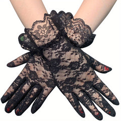 Lace Floral Short Gloves for Wedding Bridal Accessories