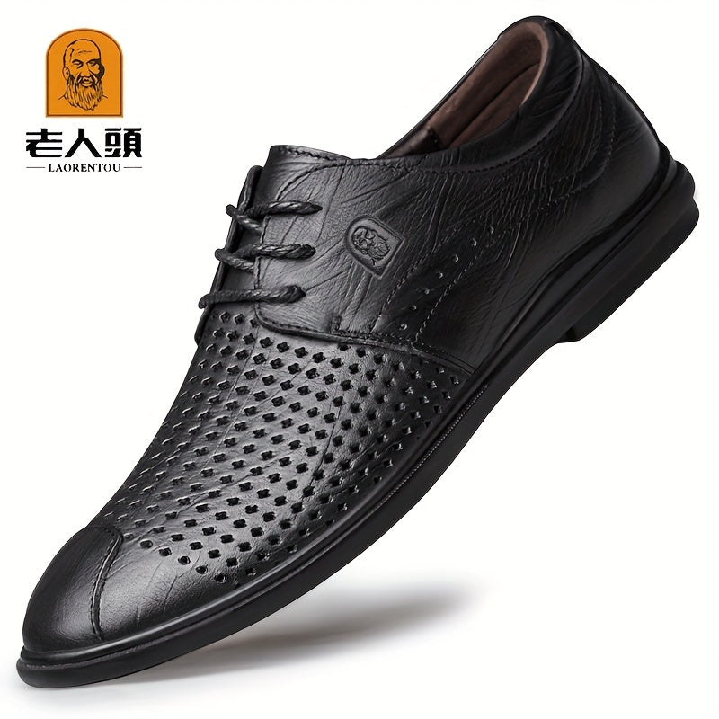 LAORENTOU Men's Perforated Lace Up Dress Shoes