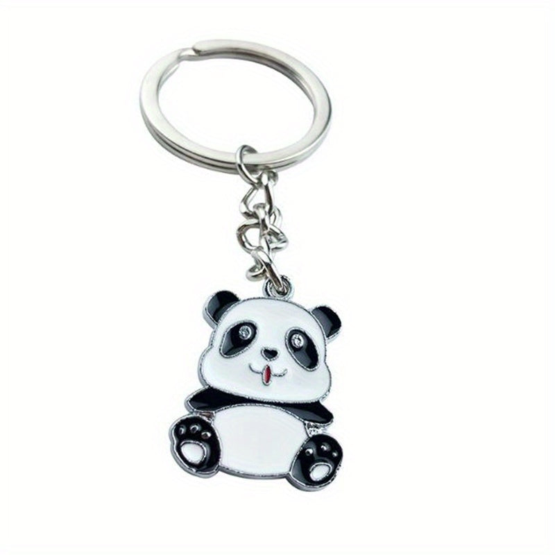 Cartoon Panda Enamel Keychain Animal Key Ring Purse Bag Backpack Car Charm