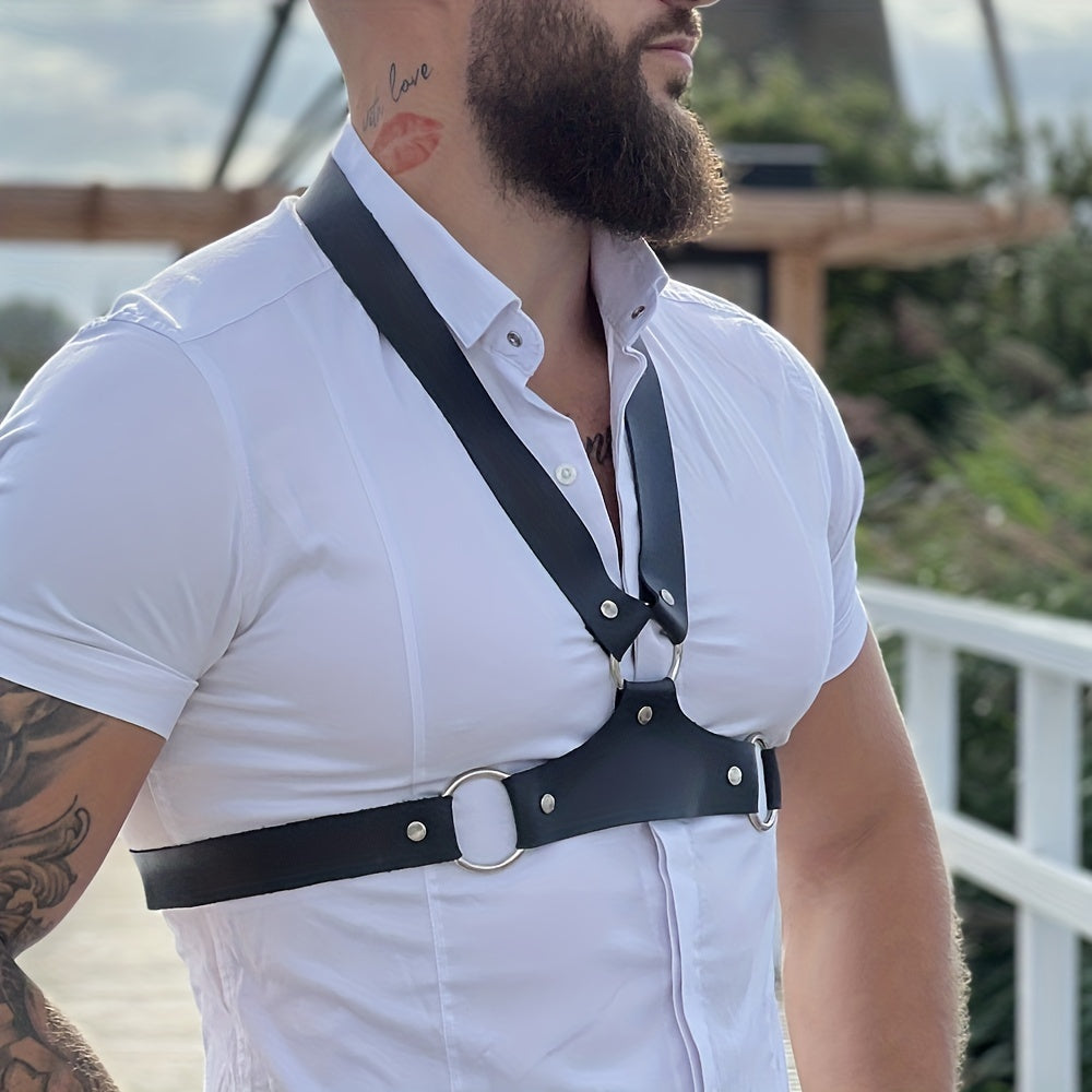 Men's Punk Body Harness PU Leather Adjustable Body Chest Belt